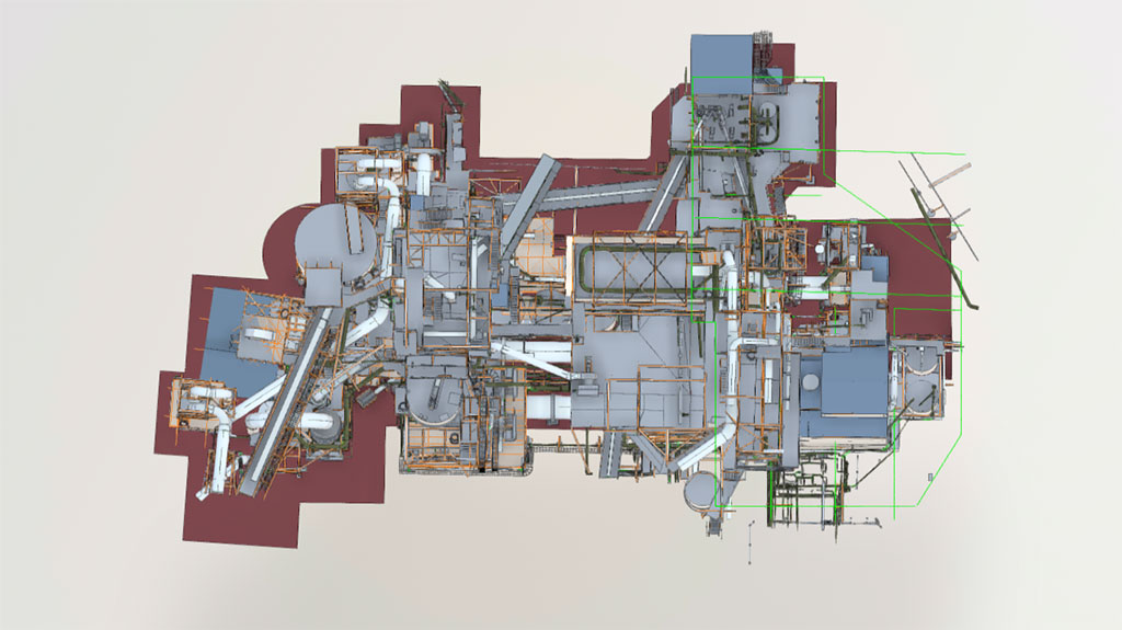 BIM-Modell einer Ölanlage als Ergebnis eines 3D-Laserscannings