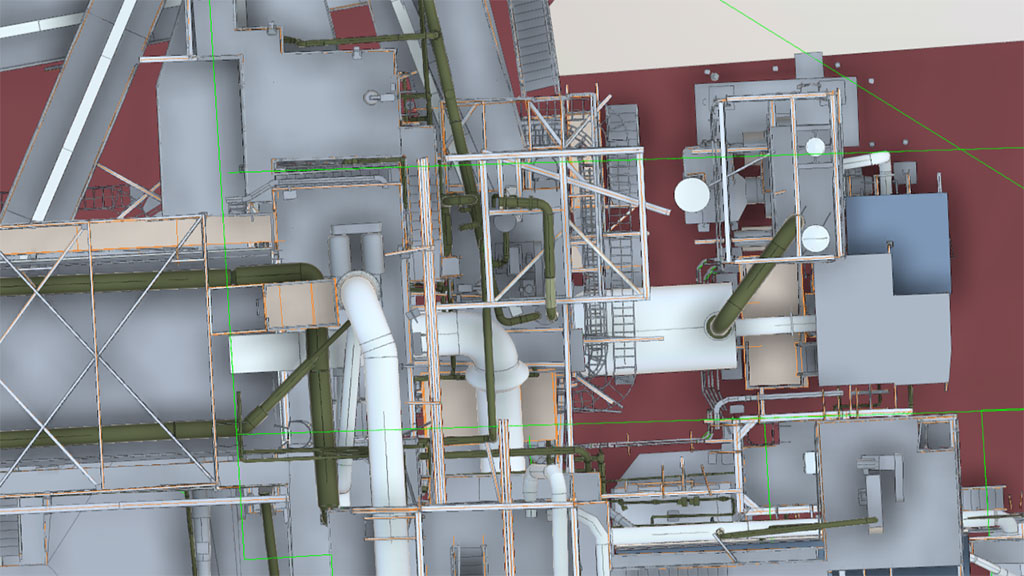 BIM-Modell einer Ölanlage als Ergebnis eines 3D-Laserscannings