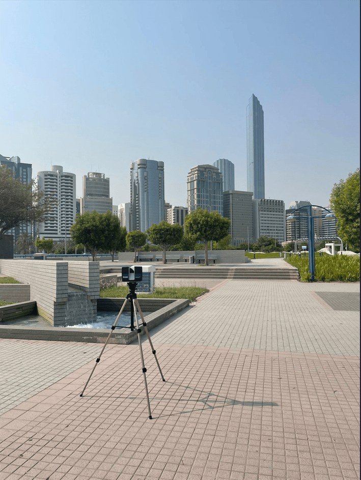 Stationary laser scanners used for topographic survey at Corniche Seaside Park, Abu Dhabi