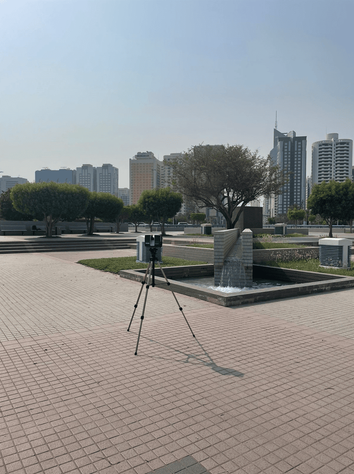 Stationary laser scanners used for topographic survey at Corniche Seaside Park, Abu Dhabi