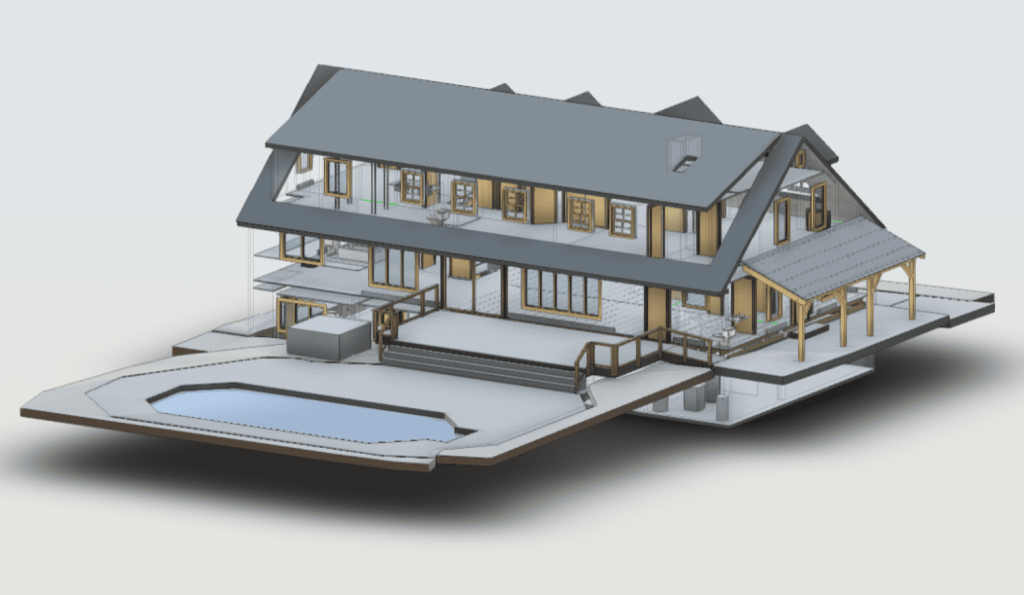 Model 3D domu rodzinnego, stworzony na podstawie skanowania laserowego