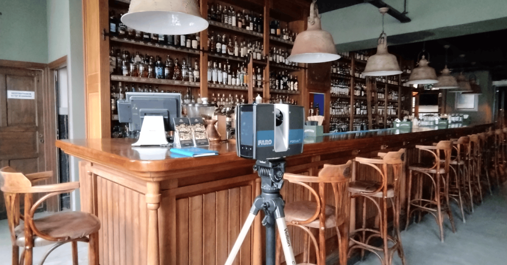 Laser scanning of Whiskey House for detailed 3D model and 2D floor plans