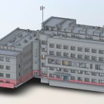 3D-Scannen eines Krankenhauses, Laservermessung zur Erstellung präziser Bestandspläne und eines BIM-Modells für die Renovierungsplanung.