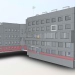 3D-Scannen eines Krankenhauses, Laservermessung zur Erstellung präziser Bestandspläne und eines BIM-Modells für die Renovierungsplanung.