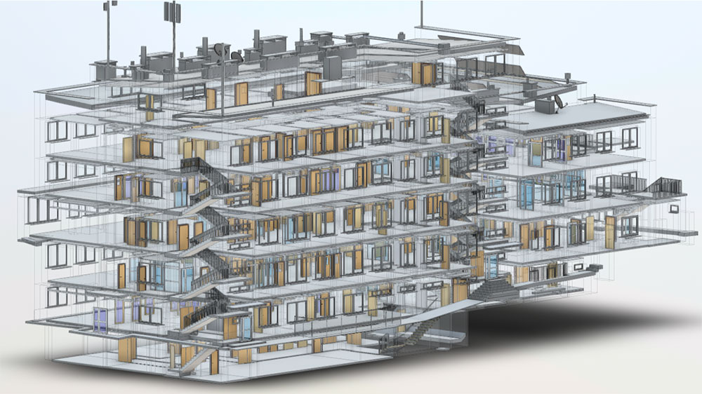 Skanowanie 3D szpitala w Katowicach, dokładna inwentaryzacja powykonawcza i laserowy pomiar budynku do stworzenia modelu BIM.