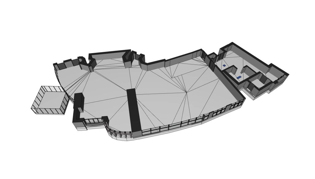 Precyzyjne skanowanie 3D restauracji w hotelu, projektowanie wnętrz i tworzenie dokładnego modelu 3D dla planowania renowacji.