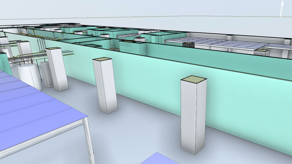 3D laser scanning and BIM modeling of a pharmaceutical plant for high-precision facility documentation and FDA compliance.