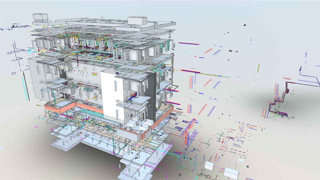 3D laser scanning and BIM modeling of a pharmaceutical plant for high-precision facility documentation and FDA compliance.