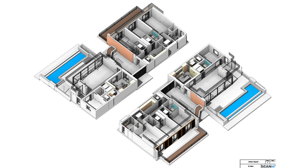 High-precision laser 3D scanning for luxury oceanfront villa renovation.