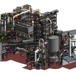 Detailed 3D model of an oil refinery created through laser scanning by ScanM2.