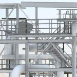 Detailed 3D model of an oil refinery created through laser scanning by ScanM2.