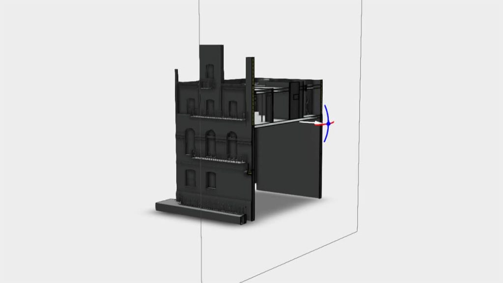 Skanowanie laserowe 3D historycznej kamienicy w Brooklynie dla precyzyjnej renowacji i modelowania BIM.