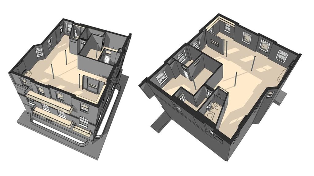 3D laser scanning of a historic Brooklyn mansion for accurate renovation blueprints and BIM modeling.