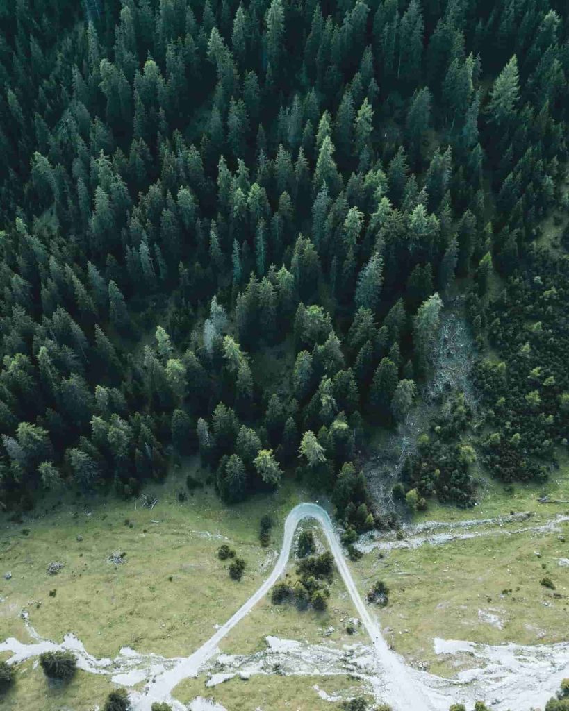 Aerial view of a winding road, ideal for LiDAR mapping and civil engineering.