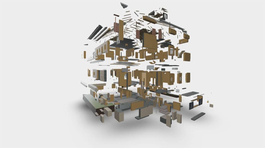 High-precision 3D laser scanning and BIM model of a four-story house, showcasing as-built documentation for renovation and HVAC system planning.