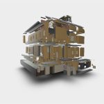 High-precision 3D laser scanning and BIM model of a four-story house, showcasing as-built documentation for renovation and HVAC system planning.