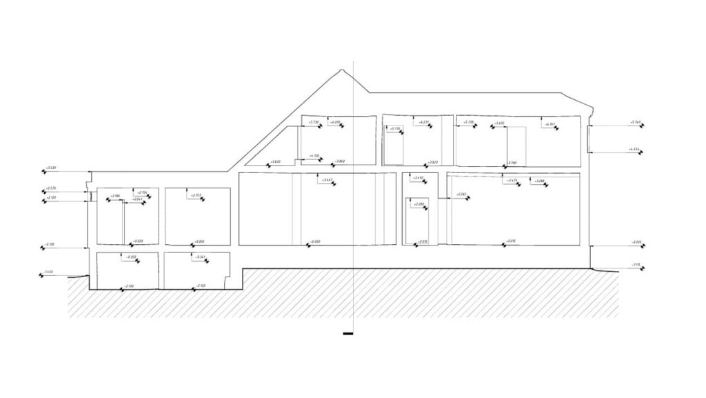 High-precision As-Built Drawings of an abandoned house for renovation and interior design planning.