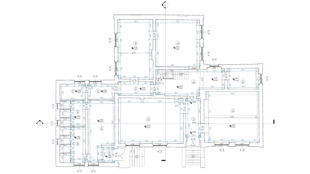 High-precision As-Built Drawings of an abandoned house for renovation and interior design planning.