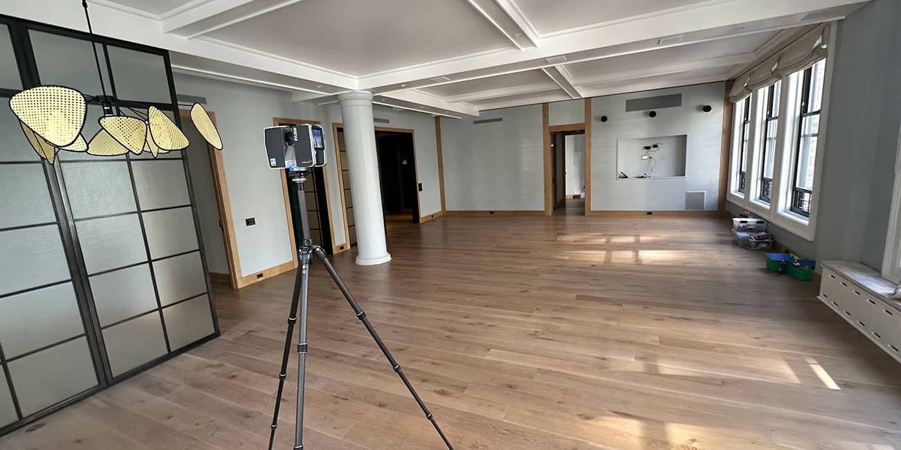 3D laser scanning of a luxury apartment for as-built documentation.