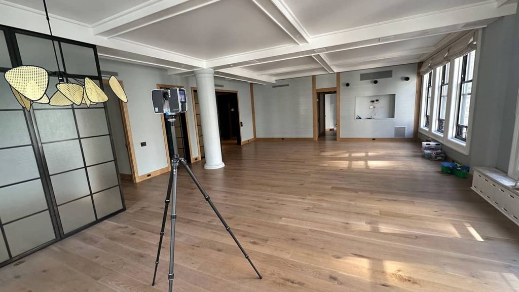 3D laser scanning of a luxury apartment for as-built documentation.