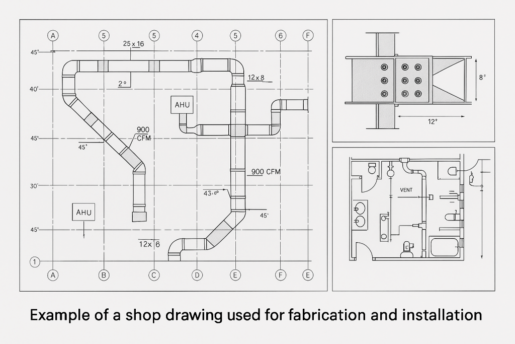 Example of a shop drawing used for fabrication and installation