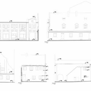 Elewacje i przekroje kamienicy wykonane z chmury punktów