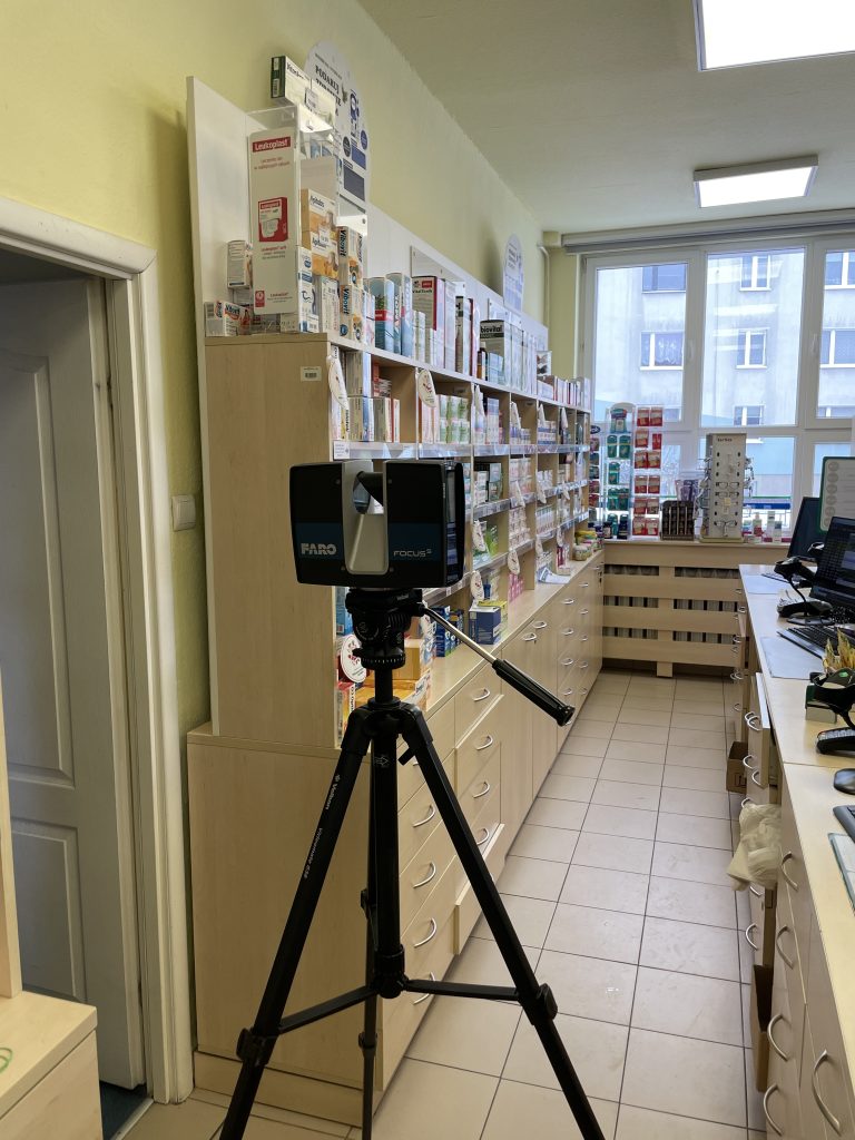 Naziemny skaning laserowy 3D w czynnej aptece – dokumentacja wnętrza