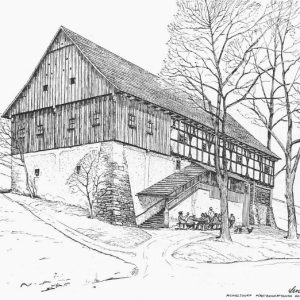 Szkic historycznego obiektu drewnianego – dokumentacja architektoniczna do ochrony dziedzictwa