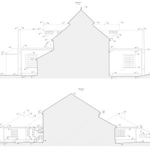 Elewacje techniczne budynku przygotowane na podstawie inwentaryzacji 3D