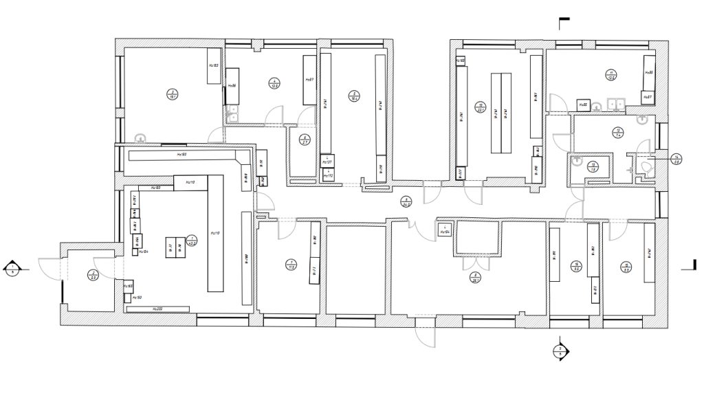 Dokumentacja as-built apteki – rzut w formacie DWG po inwentaryzacji 3D
