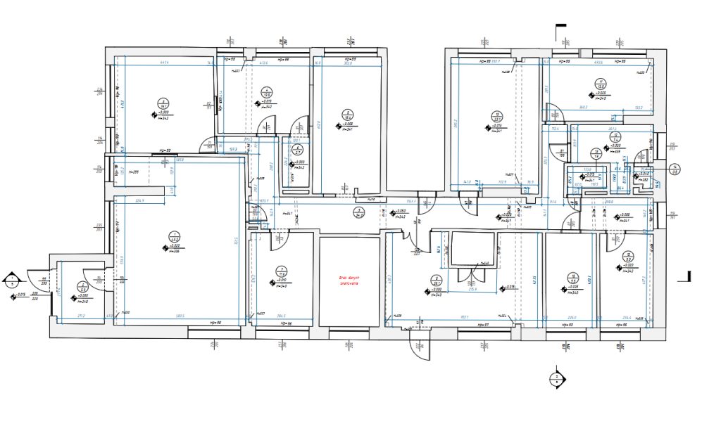 Rzut techniczny apteki wykonany na podstawie skaningu laserowego 3D