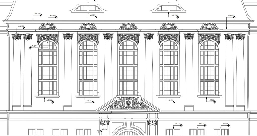 CAD Fassadenzeichnung eines Bestandsgebäudes