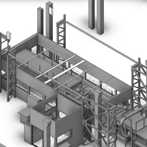 Coordinated BIM model of ore processing plant structures and equipment