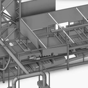 Coordinated BIM model of ore processing plant piping and support systems