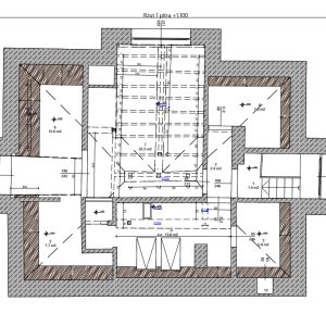 Detailed architectural survey plan of attic level with dimensions