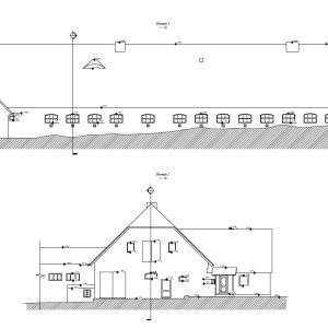 Technische Dokumentation der Dachkonstruktion eines Industriegebäudes