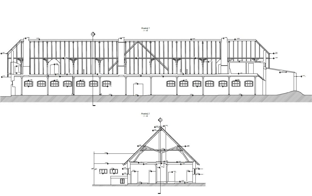 rysunek architektoniczny elewacji przygotowany z chmury punktów 3D