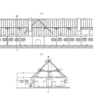 rysunek architektoniczny elewacji przygotowany z chmury punktów 3D
