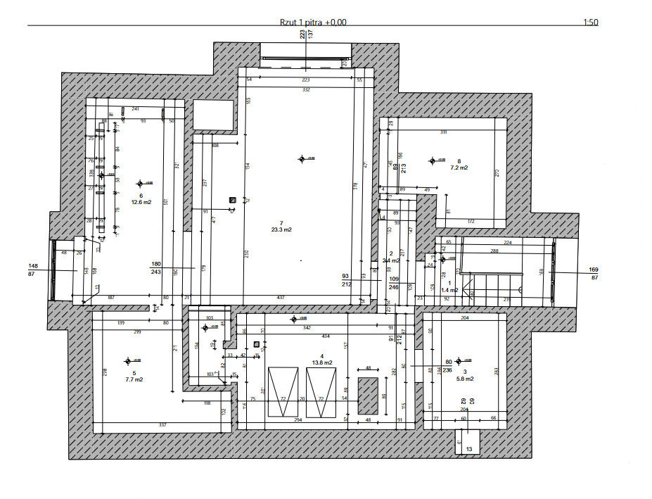 Architectural floor plan generated from attic inventory measurements