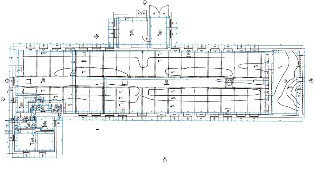 Architekturzeichnung einer Industrieanlage auf Grundlage von 3D Laserscanning