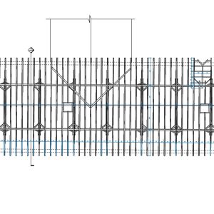 2D architectural facade drawing created from laser scanning point cloud