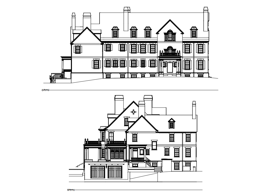 Facade documentation of historic mansion created from BIM model