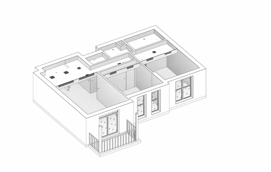 Revit BIM model created from scan data of an existing building