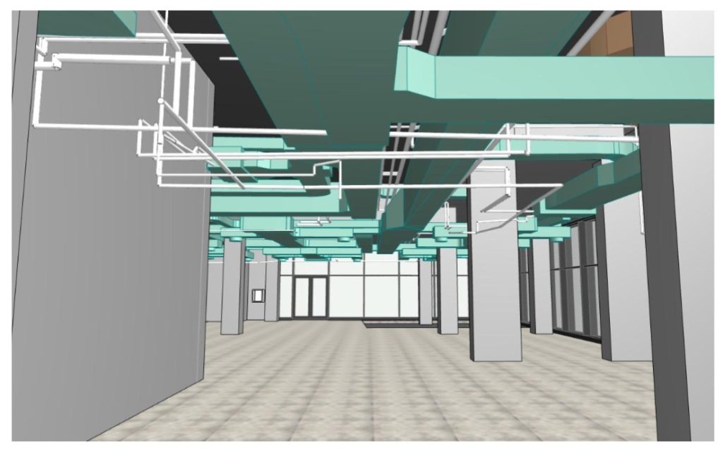 Interior and MEP 3D model used for building coordination and design development
