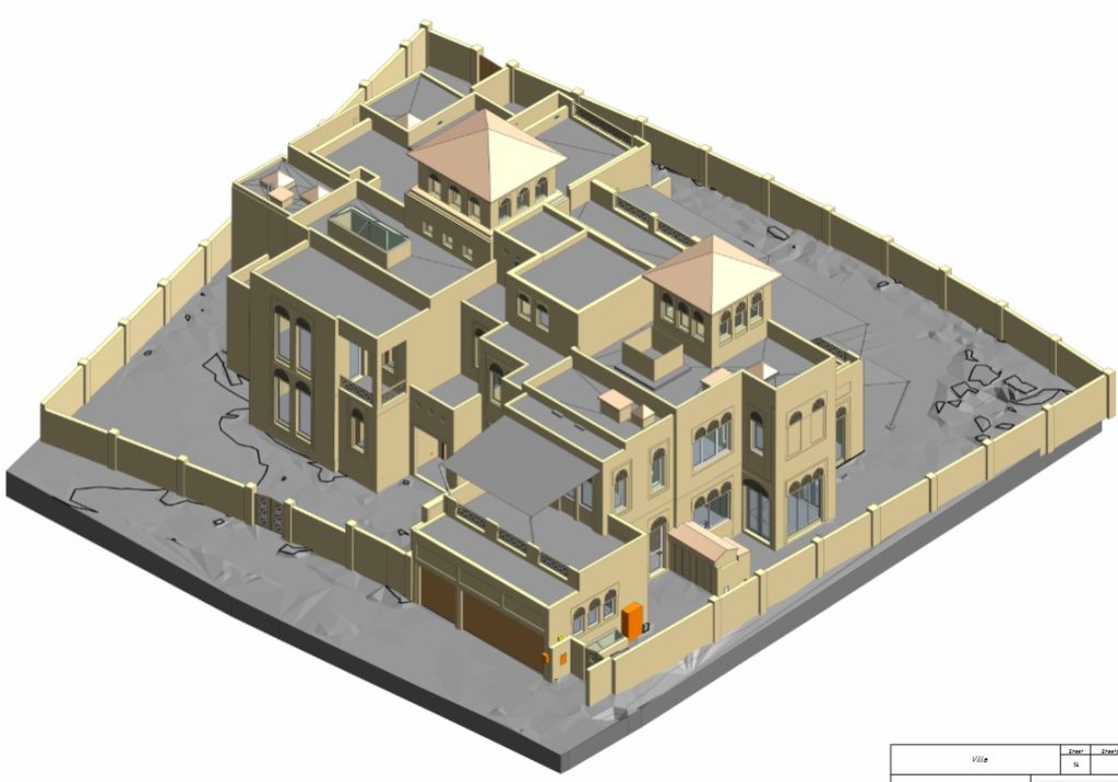 Detailed BIM model of a residential building created from scan data
