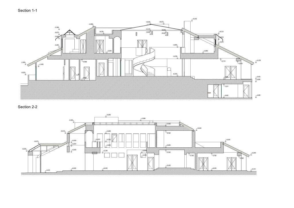 CAD building section created from laser scan data