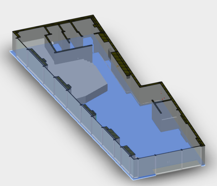 Model 3D lokalu usługowego wykonany na podstawie chmury punktów