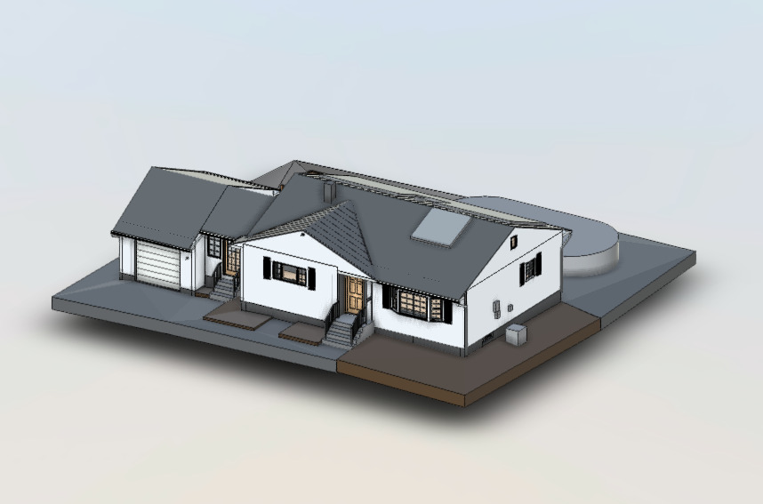 3D BIM model of the residential house developed from laser scanning