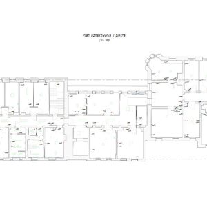 Rzut kondygnacji z instalacjami technicznymi przygotowany na podstawie skanowania 3D