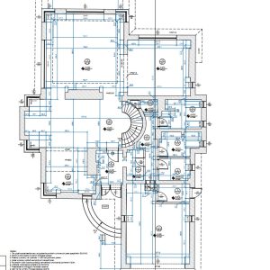 Rzut parteru domu jednorodzinnego wykonany na podstawie skanowania laserowego 3D